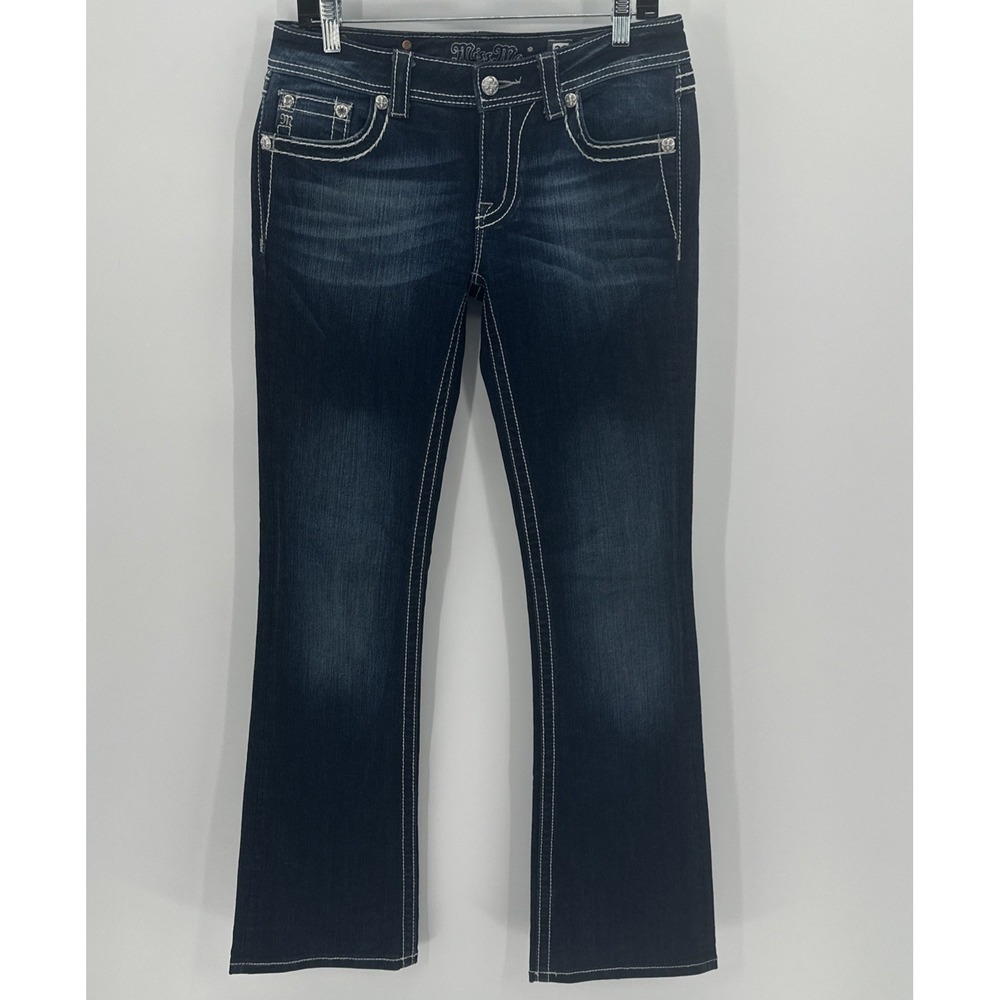 Miss Me Jeans 29 Womens‎ Signature Boot Low Rise Embroidered Pocket Dark Stitch